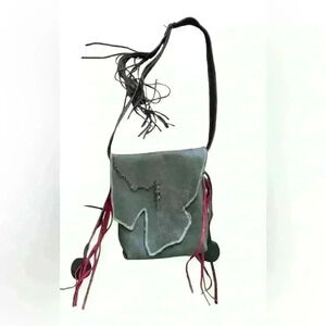LORIANO TOLIANI Hand Crafted Russet Leather Tuscan Boho Messenger Bag